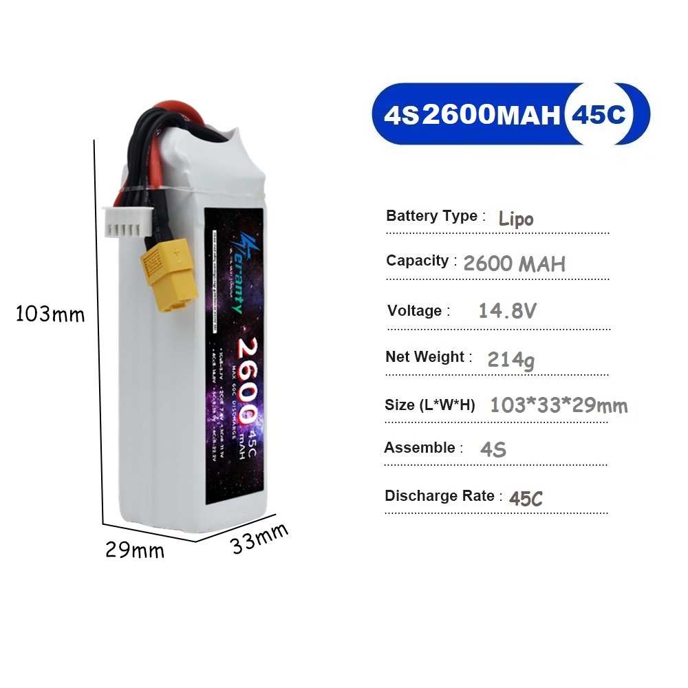 Batterie LiPo 4s 14.8V 1500mah - Drone Battery Li-Ion avis et prix