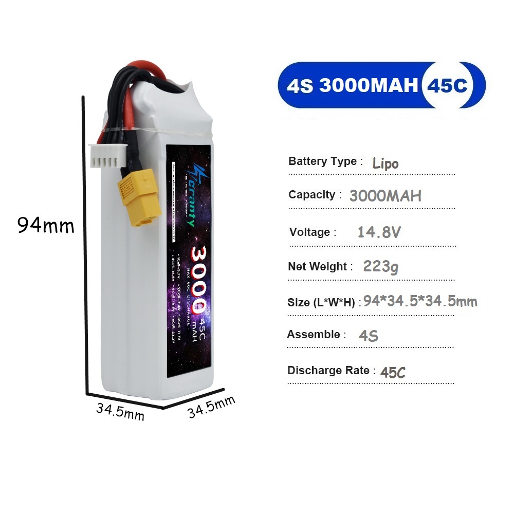 Batterie LiPo 4s 14.8V 1500mah - Drone Battery Li-Ion avis et prix